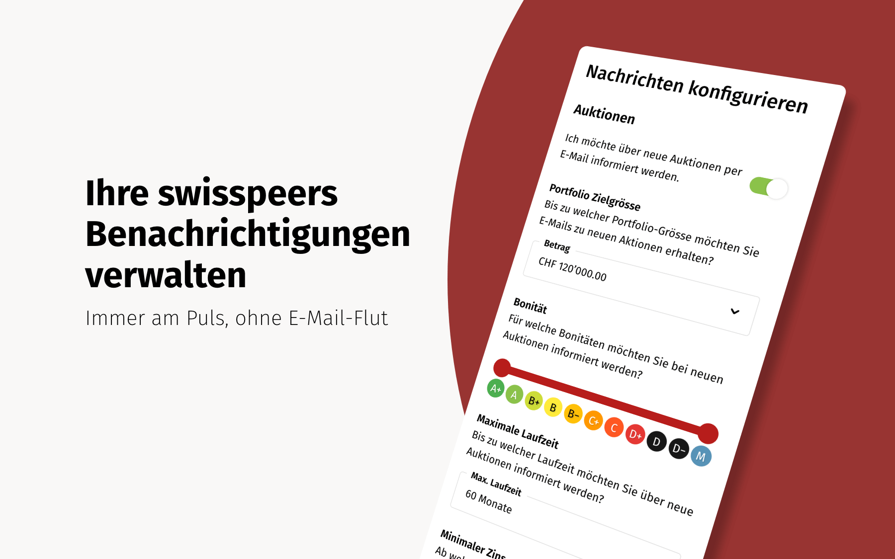 swisspeers benachrichtigungen verwalten investoren